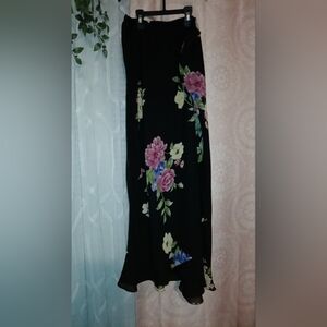 Pink and Yellow Floral Maxi Skirt for Casual Occasions